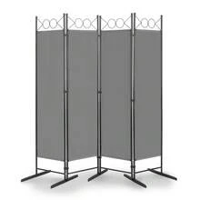 5.74FT 4-Fold Top With Shape 130g Polyester Cloth Plastic Feet Carbon Steel Frame Foldable Screen Gray - As Pic - View 8