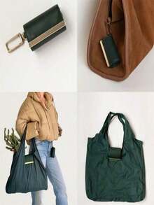 Keychain Instantly Transforms Into A Storage Bag! Foldable And Lightweight, Available In Multiple Colors: Coffee Brown, Black, Khaki And Army Green. This Storage Bag Can Instantly Turn Into A Stylish Commuter Bag - Multicolor - View 3
