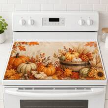 1pc Autumn Harvest Pumpkin & Maple Leaf Print Diatomaceous Earth Kitchen Drain Mat, Absorbent Quick-Drying Non-Slip Coffee Machine Mat, Suitable For Kitchen Countertops, Dining Tables And Thanksgiving Home Decor - Multicolor - View 1
