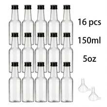 10pcs/16pcs 5oz Hot Sauce Bottles, Plastic Bottles With Leak-Proof Black Caps, 150ml Empty Bottles, Suitable For Hot Sauce, Home Bottling, Ketchup, Honey, Salad Dressing, Marinade, Perfect For Kitchen, Suitable For Christmas, Birthday, Wedding, Holiday, Gift - Clear - View 12
