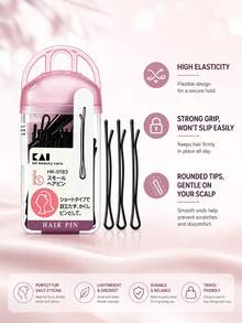 KAI 1 Box Black Hair Clips, 4.3cm Small Steel Hair Clips, Strong Hold, High Elasticity, Round Head, Non-Slip Hair Accessories, Suitable For Women And Girls - Black - View 5