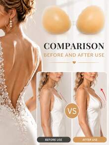 1pc Women's Invisible Strapless Silicone Adhesive Bra, Suitable For Camisole Dresses And Wedding Dresses, Lightweight Breathable Invisible Bra - Multicolor - View 1