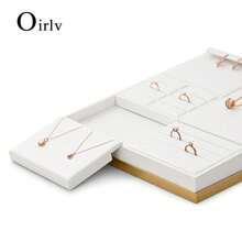 Oirlv Luxury Jewelry Display Stand PU Leather With Glossy Finish For Rings, Earrings, Necklaces, And Other Jewelry Display Props - White - View 3
