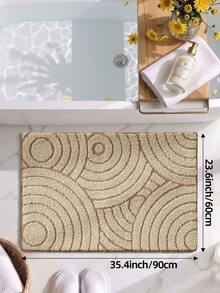 DAJIANG 1pc Flocked Bathroom Mat, Khaki Striped Geometric Pattern, Nordic Minimalist Elegant Style, Thick & Soft, Non-Slip TPR Bottom, Fluffy & Absorbent, Machine Washable, Suitable For Bathroom, Living Room, Kitchen, Bedroom And Holiday Decor - Multicolor - View 15