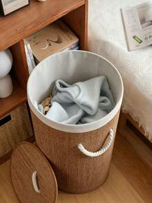 Round Rattan Laundry Basket With Lid, Large Breathable Woven Hamper With Detachable Liner & Rope Handles, Dustproof Clothes Storage Bin For Bedroom Bathroom Balcony, Perfect For Adult Family Daily Garment Sundry Organizing - Multiple Specifications - View 1