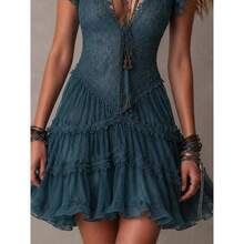 Women Short Dresses - Navy Blue - View 6