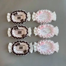 Cute Lolita Candy-Shaped Photo Card Holder, Ruffle Edge Polka Dot Organza Lace Bow Heart Decor, Sweet ID/Credit Card Sleeve, Photo Card Storage Case - Rectangle - View 4