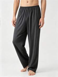 2pcs Men's Spring/Autumn Striped Long Pajama Pants, Luxury Premium Home Wear, Can Be Worn Outdoors - Multicolor - View 3