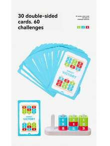 Colorful Number Stacking Block Card Challenge Game, Montessori Early Education Focus Training, 2-Player PK, Educational Wooden Toy - Multicolor - View 9