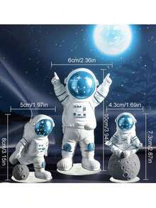 22件太空太空人蛋糕裝飾，外太空太空人人偶裝飾，行星火箭太空人蛋糕裝飾品，太空主題派對蛋糕裝飾，適用於生日蛋糕裝飾（搭配托盤與白色支架使用） - 彩色 - 查看 5