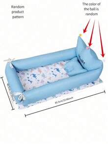 Portable Baby Nest Bed With Pillow, Crown-Shaped Newborn Sleep Lounger, Soft Anti-Roll Co-Sleeping Bed, Pom Pom Decor Random Color - Multicolor - View 4