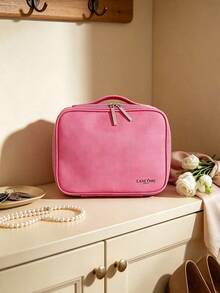 Lancôme Handheld Large Capacity Fabric Makeup Bag, Waterproof Travel Cosmetic Organizer, Suitable For Daily Commute, Vacation, Birthday, Holiday Gift LANCOME-GIFT-32 - Hot Pink - View 3