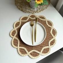 1/2/4/6 Pieces Of Retro Lace Edged Oval Paper Woven Placemats, Anti Slip Breathable Table Mats, Rural Style Home Dining Table Decoration Accessories, Suitable For Kitchen, Home And Party Decoration, With Multiple Colors To Choose From - Multicolor - View 37