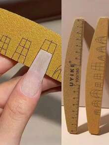 2pcs 100/180 Grit Professional Double-Sided Sandpaper Nail Files, Suitable For Acrylic Nails And Natural Nails, Washable And Durable, With Ruler And Nail Shape Templates, Manicure Tools Nail Care Supplies - Multicolor - View 1