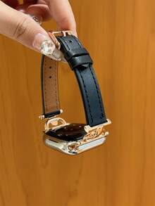 Faux Leather Watch Band Compatible With 38/40/41/42/44/45/46/49mm Ultra/Se10/9/8/7/6/5/4/3/2/1 - Platinum Solid Color - View 5