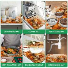 1pc Autumn Harvest Pumpkin & Maple Leaf Print Diatomaceous Earth Kitchen Drain Mat, Absorbent Quick-Drying Non-Slip Coffee Machine Mat, Suitable For Kitchen Countertops, Dining Tables And Thanksgiving Home Decor - Multicolor - View 8
