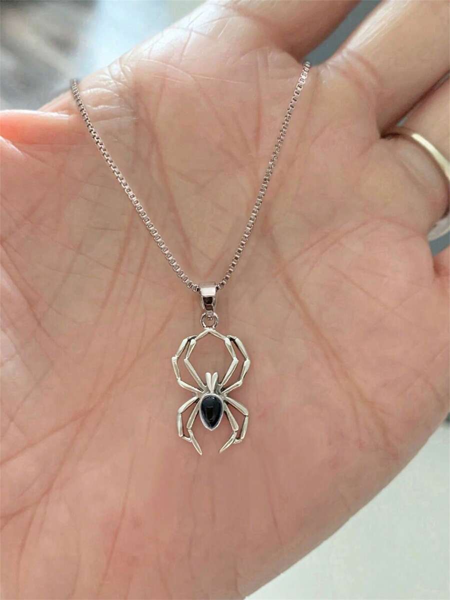 1 PC Kids Cubic Zirconia Elegant Spider Necklace Pendant For Girls For Birthday Gift - Silver - View 1