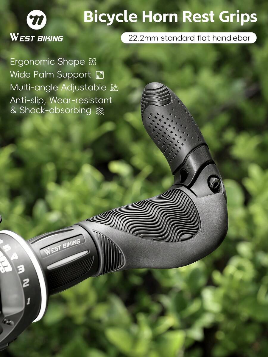 WEST BIKING Mountain Bike Handlebar Grips Adjustable Angle Shock Absorption Comfortable Ride Fits 22.2cm Handlebars - Multicolor - View 1