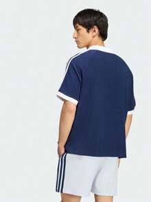 Adidas Originals Kemeja Polo Pria Bahan Terry Kerah Rajut Lengan Pendek TKW7398 - Navy Blue - View 3