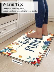 1/2pcs Thanksgiving Multi-Color Pumpkin Pattern Kitchen Decor Rug, Autumn Kitchen Carpet And Mat, Non-Slip Washable Absorbent Kitchen Accessories Decorative Mat, Thanksgiving Holiday Gift! - Multicolor - View 18