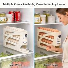 4-Tier Automatic Rolling Egg Dispenser, 28 Eggs Capacity Fridge Egg Holder, Space Saving Plastic Egg Storage Rack For Kitchen Counter Cabinet - View 7