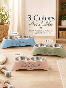 Personalized Pet Bowl, Customized Name Pet Bowl, Dual-Purpose For Feeding And Drinking, Neck Protection, Suitable For Cats, Dogs And Other Pets Feeding Utensils, Ideal Choice For Food And Water, Perfect Commemorative Gift For All Breeds - Multicolor - View 7