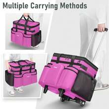 Cleaning Caddy With Wheels, X Large Rolling Caddy Bag With Detachable Trolley For Housekeepers, Water Resistant Cleaning Cart Supplies Organizer For Home, Car, Tool Organizer, Mobile Storage - Rose Red - View 7