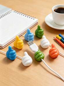 2pcs Cartoon Hand-Shaped Self-Adhesive Cable Clips, Charging Cable Organizer, Phone And Data Cable Management Hooks, Multi-Function Cable Holder, Home Storage And Organization, Non-Electric Cable Storage Accessories, No Battery Required - Multicolor - View 8