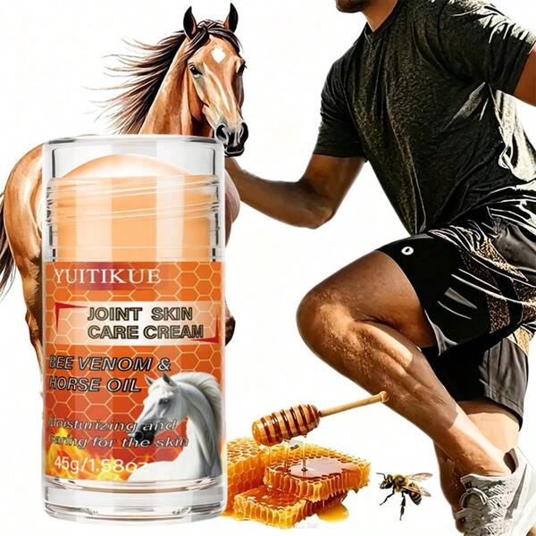 YUITIKUE Bastão de Creme de Cuidados com a Pele das Articulações com Veneno de Abelha & Óleo de Cavalo, Bálsamo Hidratante Corporal Externo Portátil, Creme Corporal Não Pegajoso de Fácil Absorção para Pescoço, Ombro, Joelho & Cintura, 45g, Adequado para Amantes de Esportes, Ideal para Cuidados Diários de Hidratação da Pele das Articulações