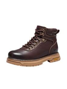 CAMEL CROWN Men's Water-Resistant High-Top Lace-Up Boots – Stylish, Non-Slip, Thick-Soled Work-Style Outdoor Boots - Brown - View 2