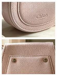 Chloé Bolso de mano de cuero rosa nude suave con forma curva, tirador de cremallera de cuero, cremallera de metal lisa, adecuado para ir a la oficina y tomar el té de la tarde, regalo del Día de la Madre y aniversario CHLOE-GIFT-28 - Rosa Pálido - Ver 5