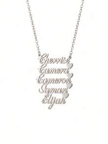 Custom Stainless Steel 1-5 Surname Necklace, Letter And Heart Pendant Nameplate, Birthday Gift, Valentine's Day, Mother's Day, Matte Finish, Anniversary Gift - Silver - View 12