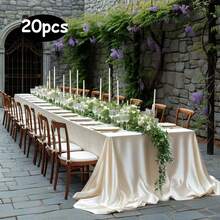 1 pieza, mantel rectangular de gran tamaño de color blanco sólido de satén de poliéster para bodas, fiestas y banquetes - Lavable a máquina y a mano, reutilizable, suministros de decoración para fiestas, adecuado para mesas largas, fiestas de varias personas, decoraciones para fiestas - Multicolor - Ver 35