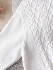 Girls Cute Heart Short Knit Pullover Sweater, Suitable For Daily Casual Wear In Spring, Autumn And Winter - White - View 8