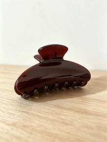 1/3pcs Minimalist Glossy Curved Large Hair Claw, Classic Cream, Burgundy, Pure Black 3 Colors Optional, Smooth Sturdy Durable, With Anti-Slip Teeth Firmly Hold Thick Hair, Suitable For Daily Hairstyling, Washing, Tying Hair, Minimalist Ins Style Versatile Hair Accessory, Commute, Casual Easily Handle, Gentle High-End All-Match Back-Of-Head Hair Clip - Multicolor - View 5