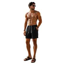Set Of 3 Premium Linen Shorts For Men - Luxury Beachwear - Navy Blue - View 2