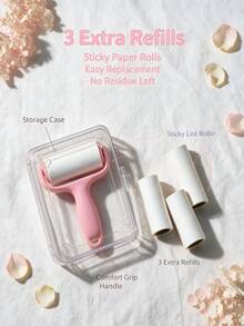 1pc Portable Mini Lint Roller With Transparent Storage Box, Tearable Super Sticky Hair Removal Roller With Replacement Refills, Pocket Size, Suitable For Clothes, Pet Hair, Dust, Lint, Travel And Home Cleaning - Multiple Styles - View 9