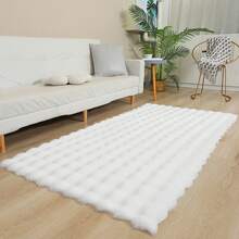 2026 Window Bay Rug, Bedside Rug, Sofa And Coffee Table Rug, Bedroom And Living Room Rug, Decorative Rugs - H-bubble Faux Rabbit Fur Rectangle - White - View 1