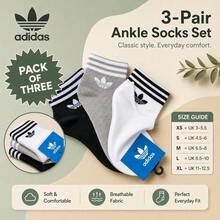 Adidas Crew Socks White, Black & Grey 3 Pairs - Black and White - View 5