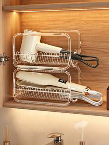 Curling Iron Holder Hair Dryer Stand Curling Iron Storage Rack Universal Item Storage Rack Straightener Holder Straightener Storage Rack Desktop Stackable Transparent Acrylic Vertical Storage Rack - Multicolor - View 5