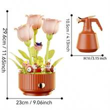 Electric LED Rose Building Kit(334PCS), Realistic Flower Construction Set With Fog Effect, Ambient Light Home Decor, Ideal Valentine's Day ThanksGiving Christmas All Festival /Birthday Gift For Adults Flower Lovers - Multicolor - View 10