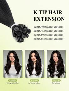 K Tip V Tip Human Hair Extensions, 25g Straight Real Human Hair 16-22 Inch, Remy Hot Fusion Hair Extensions For Salon & Daily Hairstyle Women For Halloween Costumes & Christmas - Multicolor - View 6