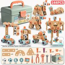121/122/144 PCS DIY Assembly Simulation Screw Tool Box Toy Set, Includes Disassembly And Assembly Tools, Screws, And Simulated Repair Kit, Can Be Freely Assembled Into Different Shapes, Best Birthday Gift For Boys, Some Accessory Colors Random - Multicolor - View 8