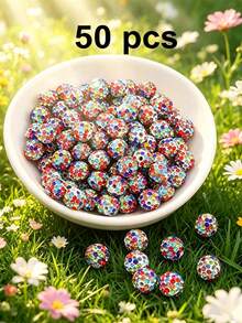 50/100pcs 10mm Shiny Disco Ball Beads - Reflective Multicolor Plastic Beads, Suitable For Jewelry Making, DIY Crafts, Necklace And Earring Accessories, Jewelry Making Beads, Earring Components, Handmade Beads - Multicolor - View 55