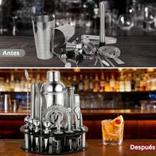 Cocktail Bar Set Kit 30 Piezas Utensilios, Coctelera Kit Bartender, Juego de Coctelera de Cóctel de Acero Inoxidable 750ml, Set de Coctelería con Soporte de Acrílico, con Soporte Uso Bar, Fiesta - Ver 8