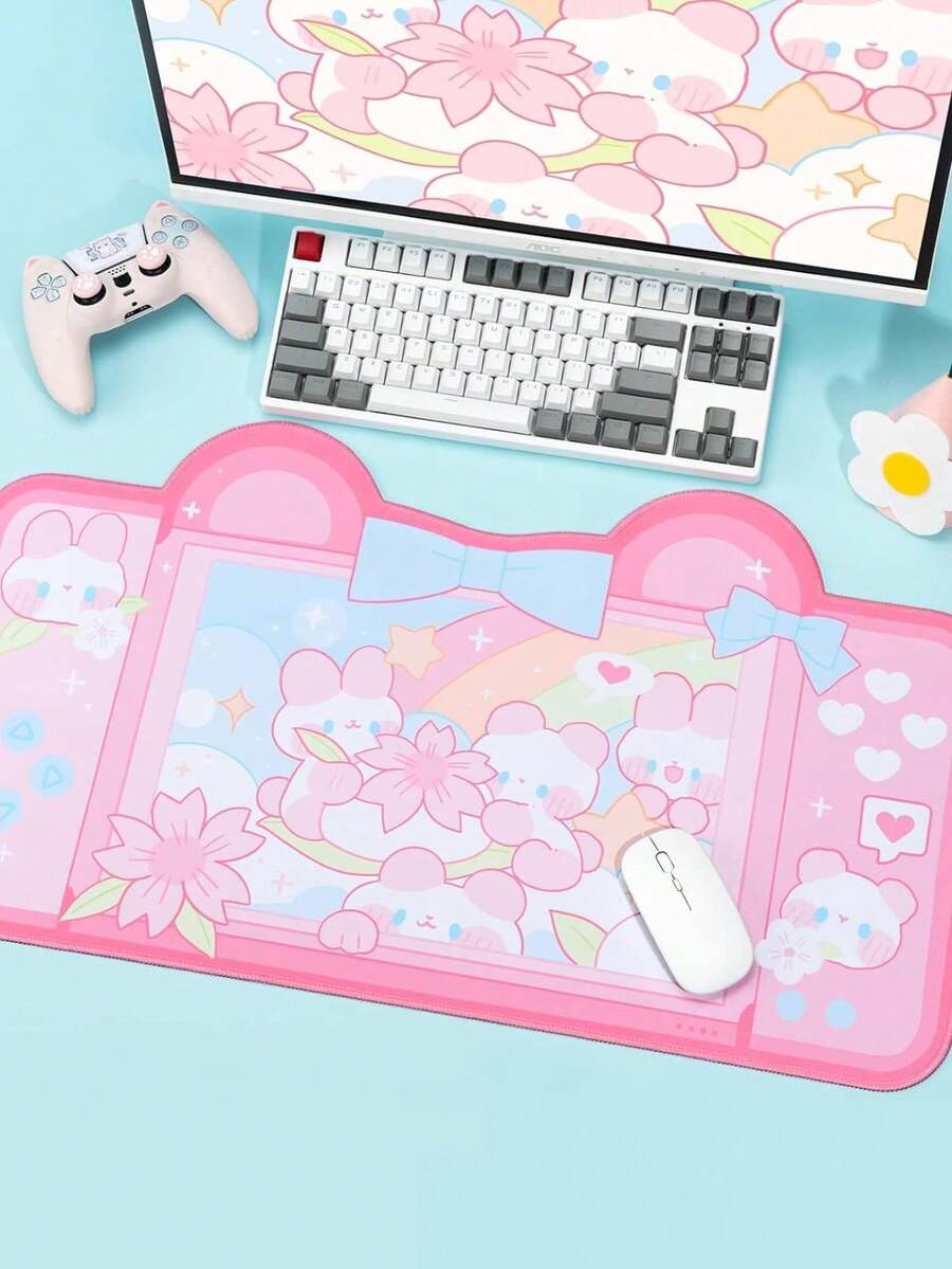 GeekShare Pink Cherry Blossom Rabbit Gaming Mouse Pad - View 1