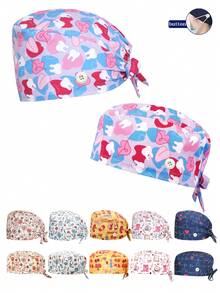 1pc Polyester Elastic Work Cap Cartoon Print Short Hair Ponytail Hat For Men And Women All Seasons - Multicolor - View 15