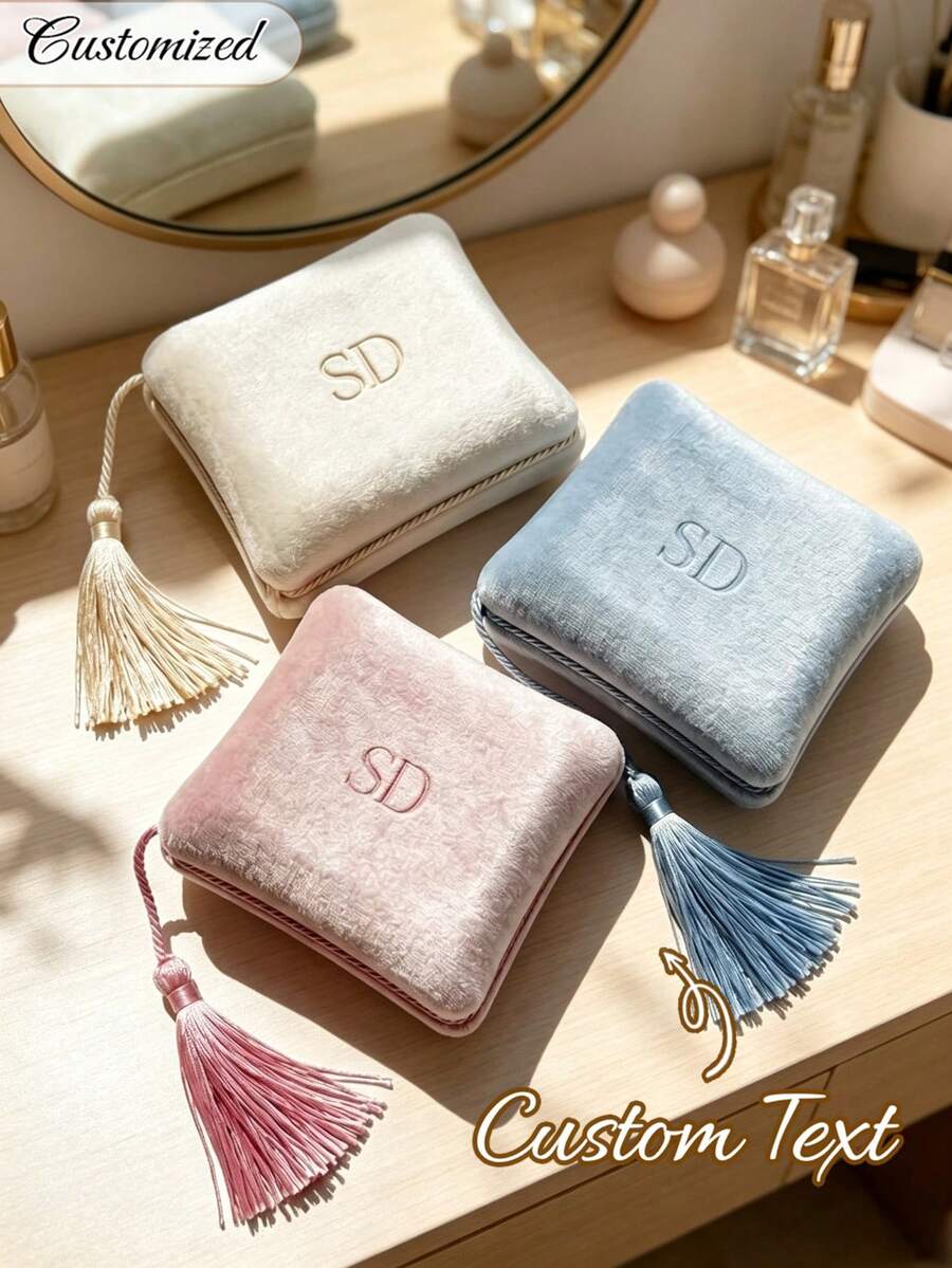 Personalized Velvet Jewelry Box, Customizable Travel Jewelry Organizer, Elegant Bridesmaid Gift, Women's Birthday Gift, Mother's Day And Valentine's Day Keepsake, Wedding Gift Box, Thoughtful Gift