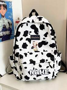 1 pièce Sac à dos personnalisé de retour à l'école, mode vintage, grande capacité, imprimé zèbre, léopard, vache, fermeture éclair, matériau nylon, bretelles réglables, poignée de transport, convient pour l'école, les déplacements, les courses, les voyages en plein air, l'utilisation quotidienne. Cadeau d'anniversaire. - Multicolore - Voir 27