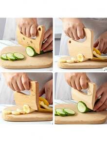 Wooden Fruit Knife, Beech Wood Dough Cutter, Pastry And Pie Slicer, Pizza Cutter, Suitable For Kitchen Beginners, Wooden Fruit And Vegetable Knife, Kitchen Tools - Multicolor - View 6